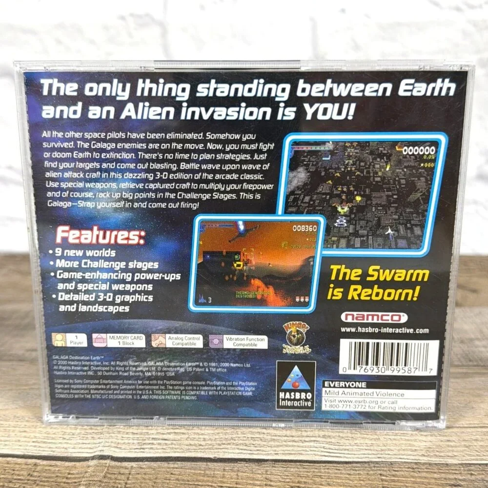 Black Label Galaga Destination Earth Video Game PlayStation 1 w/ Manual Tested